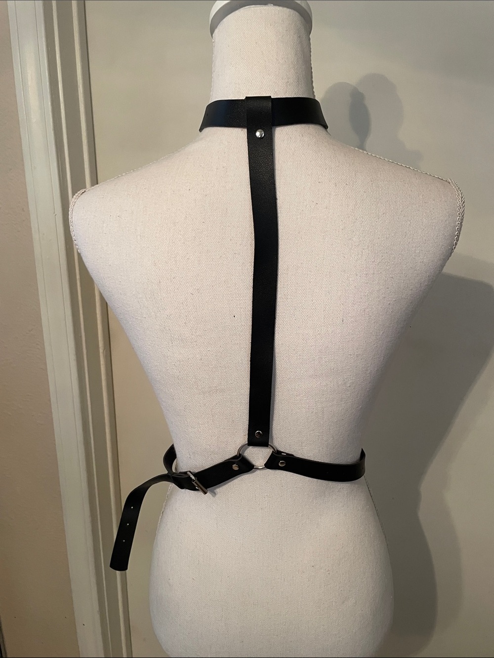 “Shein” Black Artificial Leather Buckle Choker and Waist Belt Set!